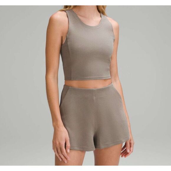 Lululemon Ribbed Softstreme Cropped Tank Top, Nomad, EUC, Size6 - Picture 1 of 6